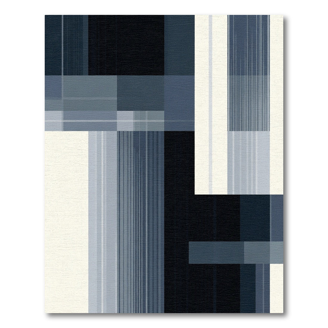 Abstract Blue Geometric Blocks and Lines Rug