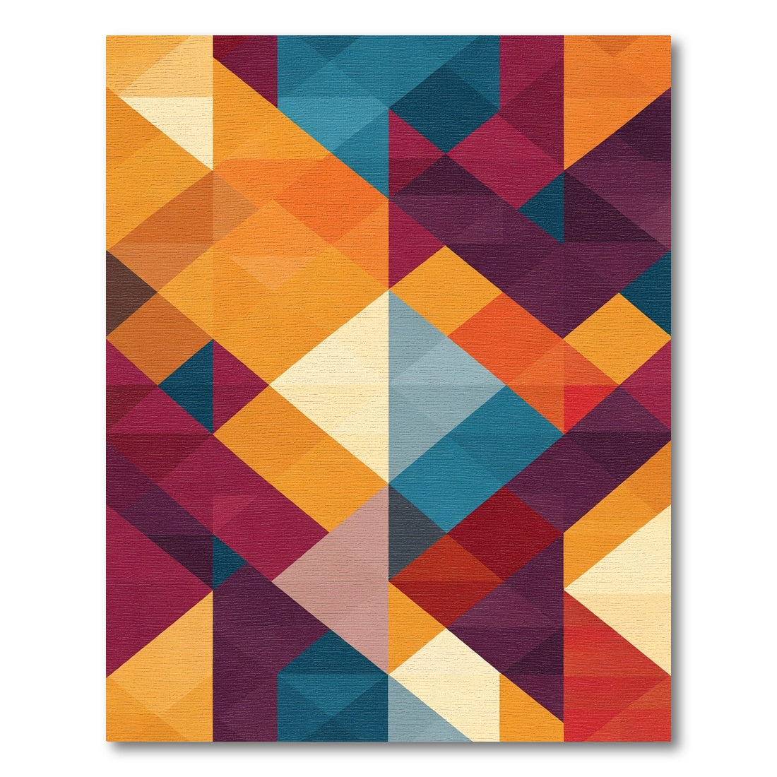 Abstract Geometric Teal Burgundy Orange Accents Rug
