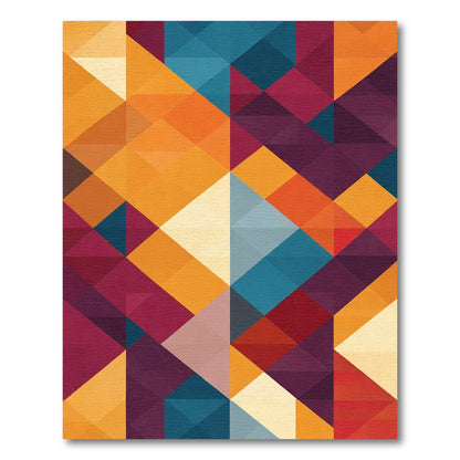 Abstract Geometric Teal Burgundy Orange Accents Rug
