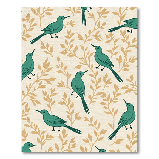 Teal Birds Tropical Foliage Cream Rug