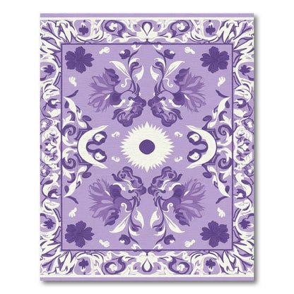Purple Floral Medallion Crescent Sun Rug