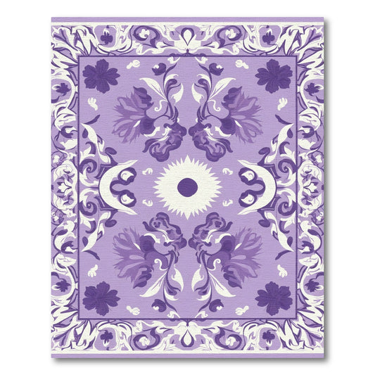 Purple Floral Medallion Crescent Sun Rug