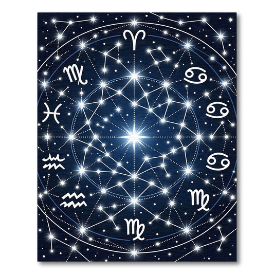 Celestial Navy Blue Zodiac Constellation Rug