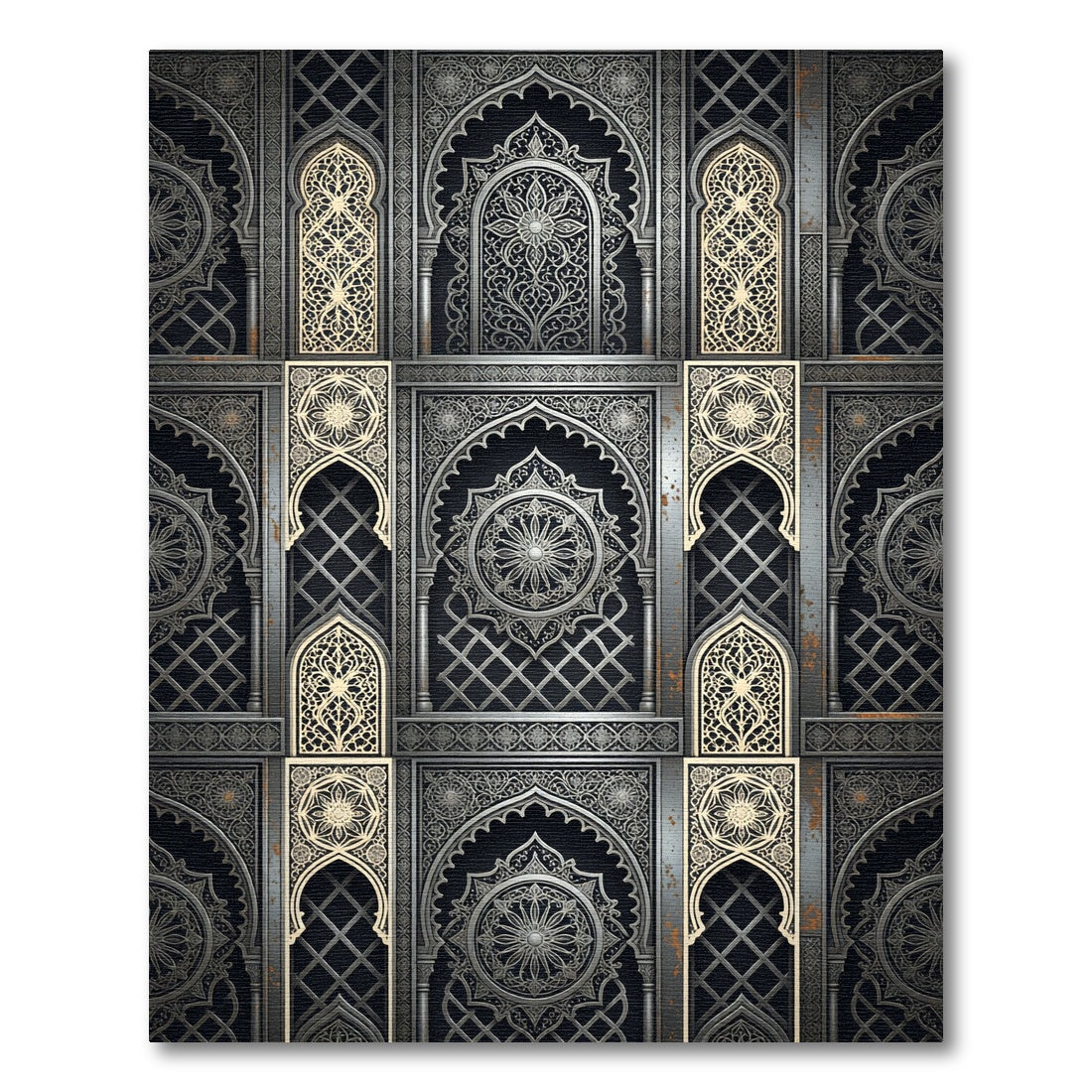 Elegant Silver Arch Geometric Wall Art Rug