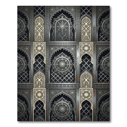 Elegant Silver Arch Geometric Wall Art Rug