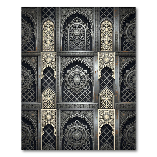 Elegant Silver Arch Geometric Wall Art Rug