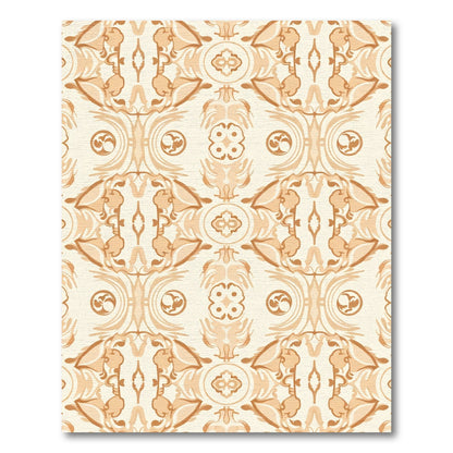 Cream Brown Damask Medallion Rug