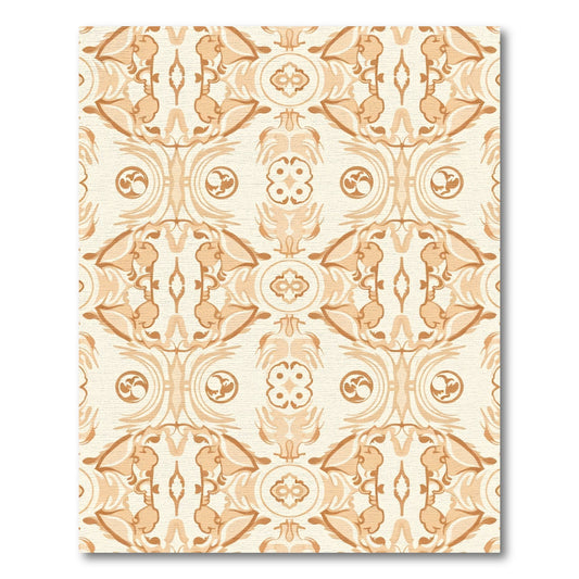 Cream Brown Damask Medallion Rug