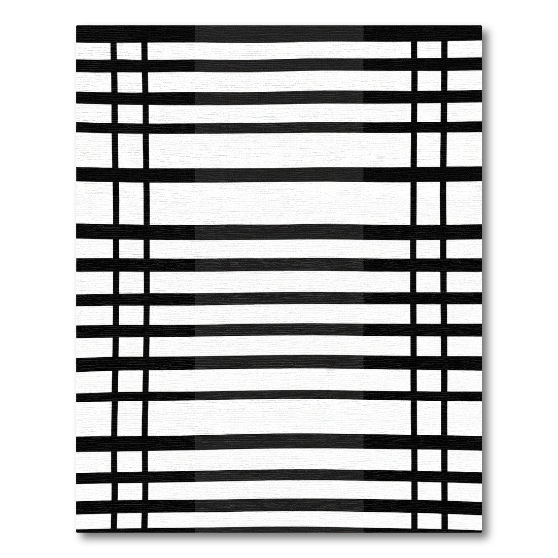 Chic Black White Grid Stripes Rug