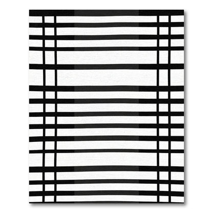 Chic Black White Grid Stripes Rug