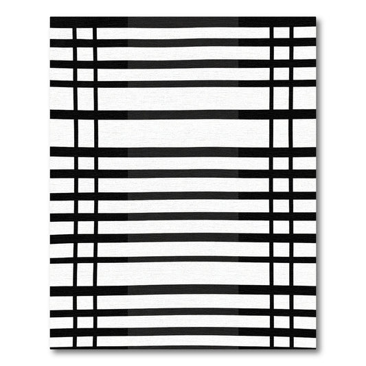 Chic Black White Grid Stripes Rug