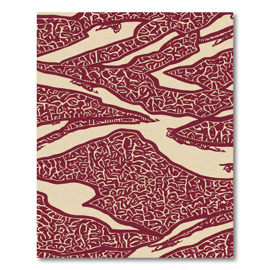 Maroon Cream Abstract Organic Texture Rug