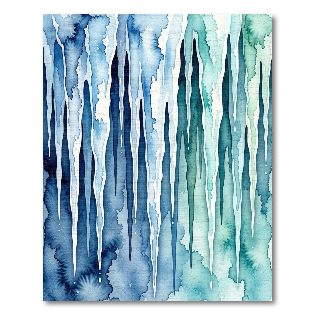 Watercolor Blue and Teal Icicle Gradient Rug