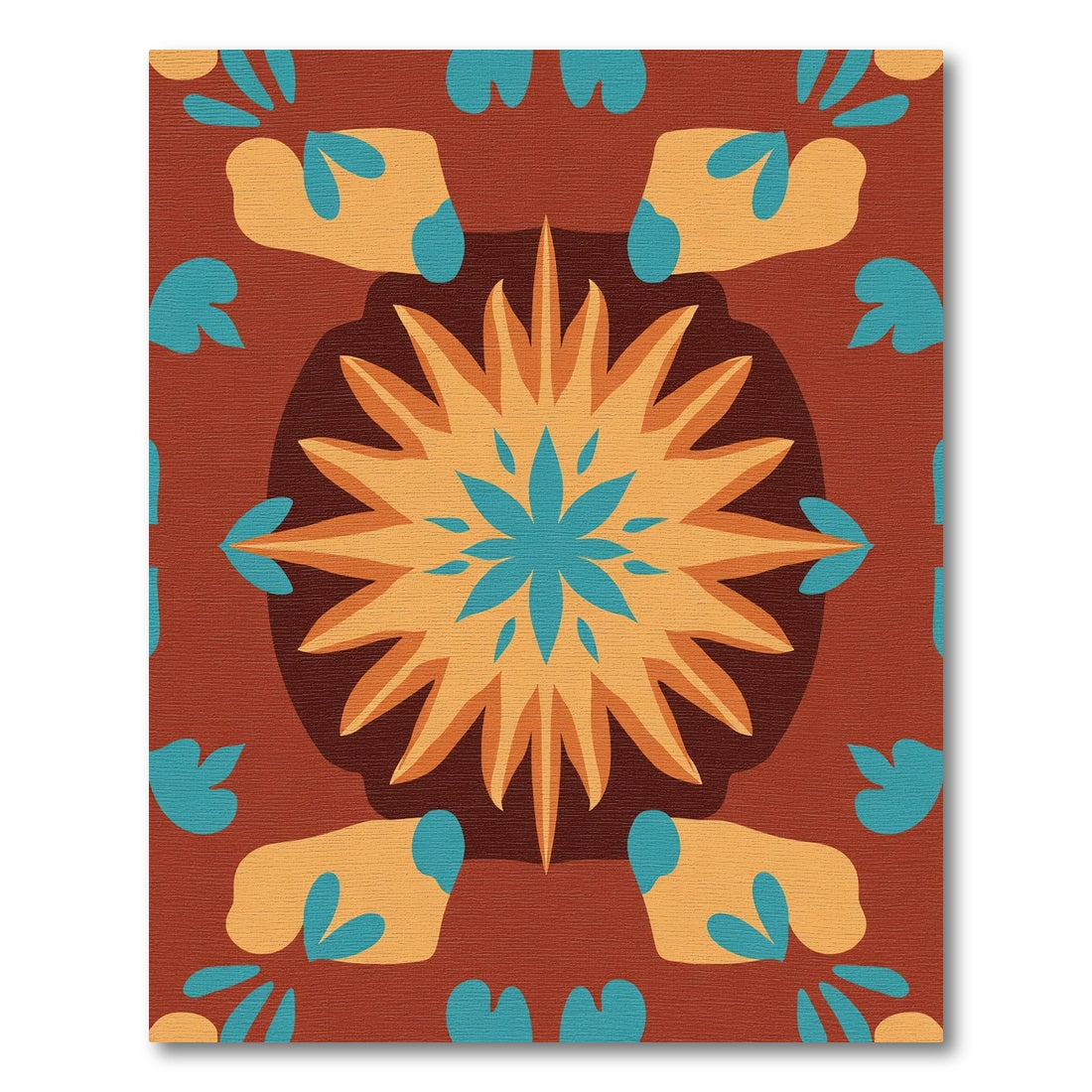 Rich Earthy Sunburst Floral Rug