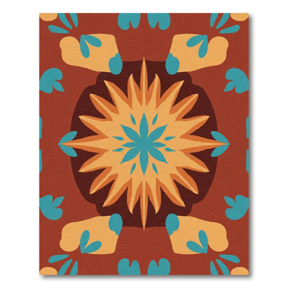 Rich Earthy Sunburst Floral Rug