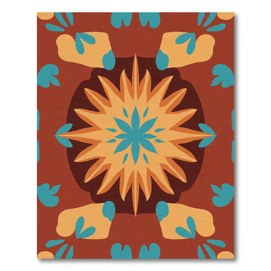 Rich Earthy Sunburst Floral Rug