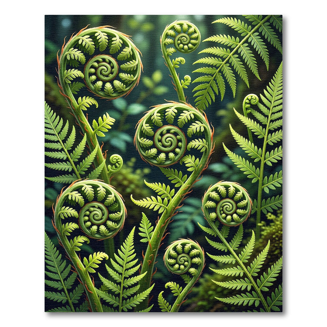 Lush Emerald Fiddlehead Fern Swirl Rug