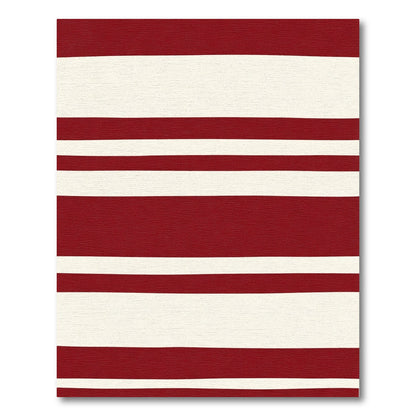 Deep Red Cream Stripe Area Rug