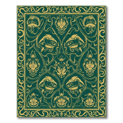 Emerald Gold Aquatic Floral Medallion Rug