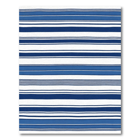 Bold Navy White Horizontal Stripe Rug