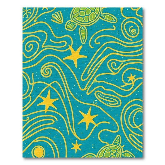 Turquoise Sea Turtle Swirl Starfish Rug