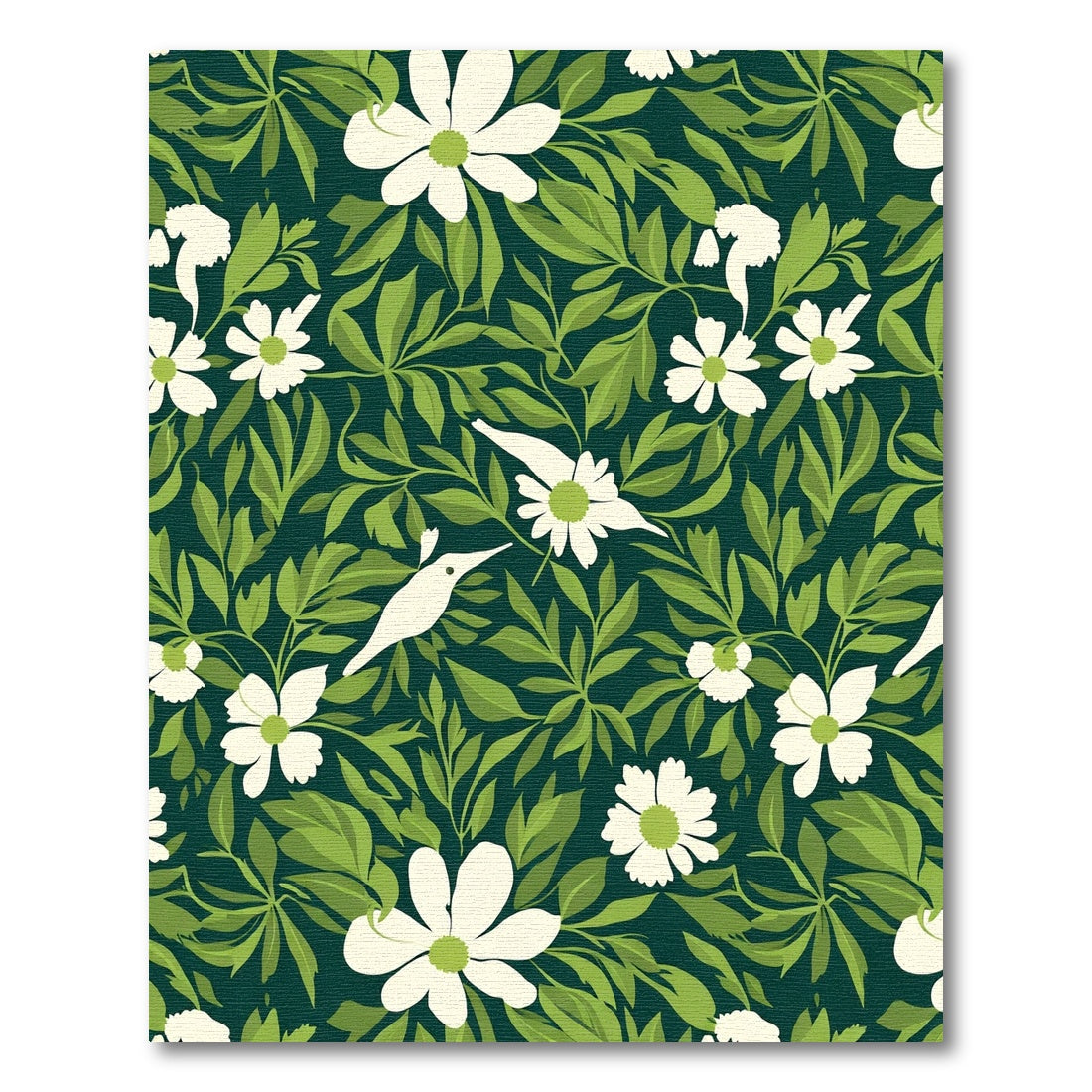 White Daisy Hummingbird Garden Rug