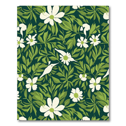 White Daisy Hummingbird Garden Rug