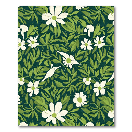 White Daisy Hummingbird Garden Rug