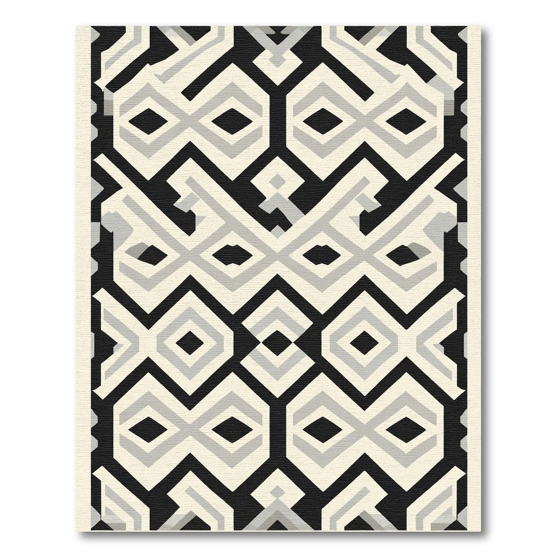 Bold Geometric Tribal Black Cream Rug