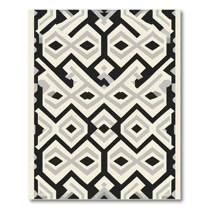 Bold Geometric Tribal Black Cream Rug