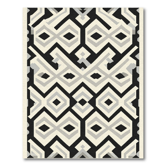 Bold Geometric Tribal Black Cream Rug