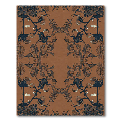 Brown Indigo Botanical Organic Frame Rug