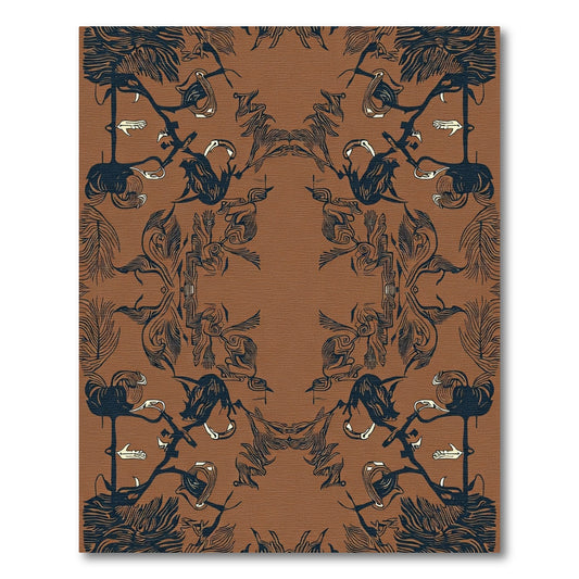 Brown Indigo Botanical Organic Frame Rug