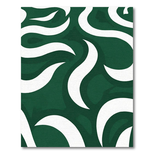 Emerald Green White Swirl Rug