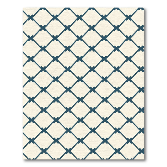 Chic Navy Diamond Lattice Rug