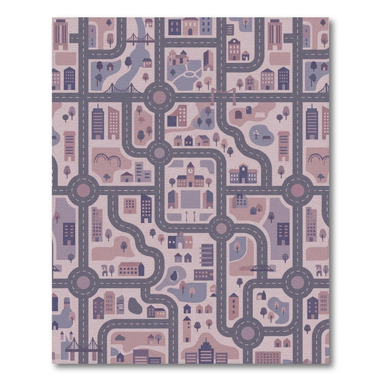 Purple City Street Grid Rug
