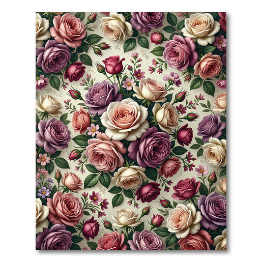 Elegant Pastel Garden Rose Bouquet Rug