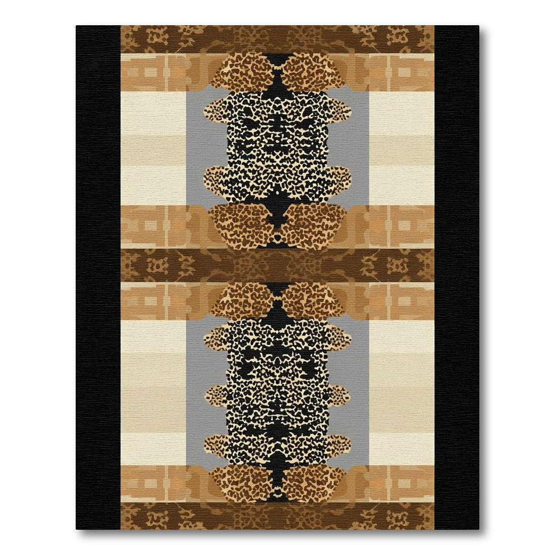 Bold Leopard Print Vertical Stripe Rug