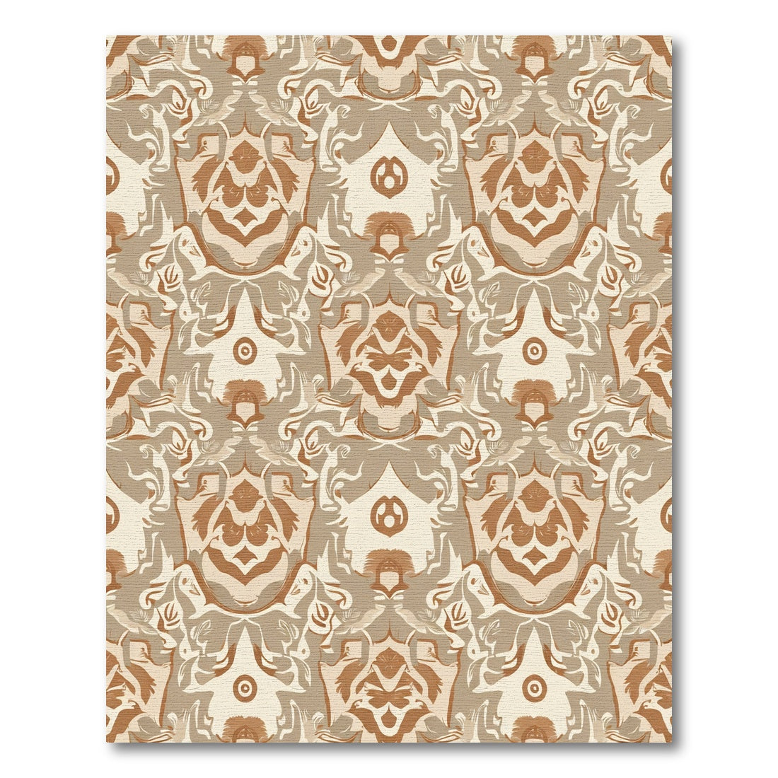 Rustic Amber Brown Symmetrical Bloom Rug