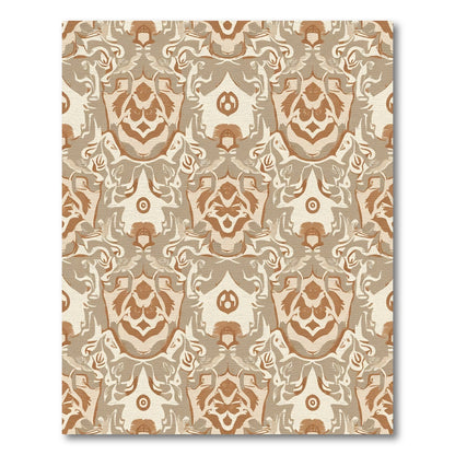 Rustic Amber Brown Symmetrical Bloom Rug