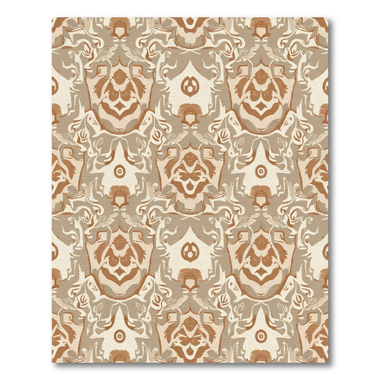 Rustic Amber Brown Symmetrical Bloom Rug