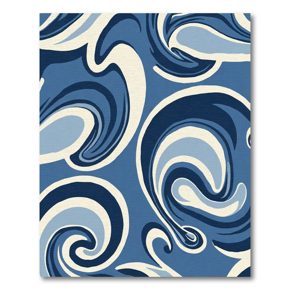 Blue Cream Swirl Abstract Rug