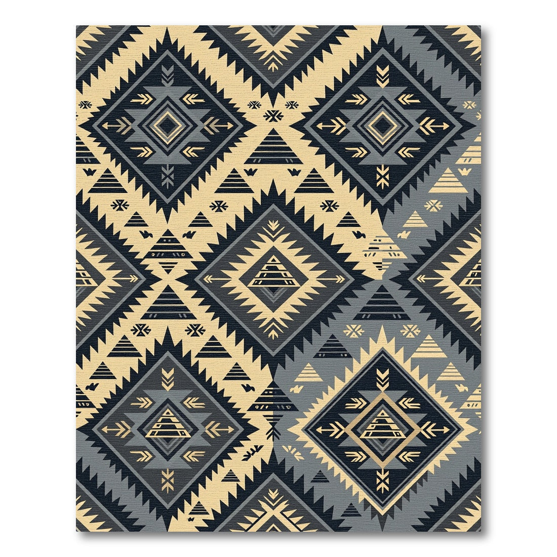 Geometric Charcoal and Cream Aztec Diamond Rug