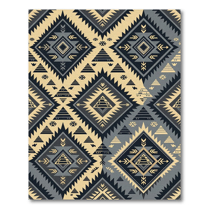 Geometric Charcoal and Cream Aztec Diamond Rug
