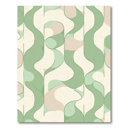 Soft Green Abstract Flowing Shapes Rug
