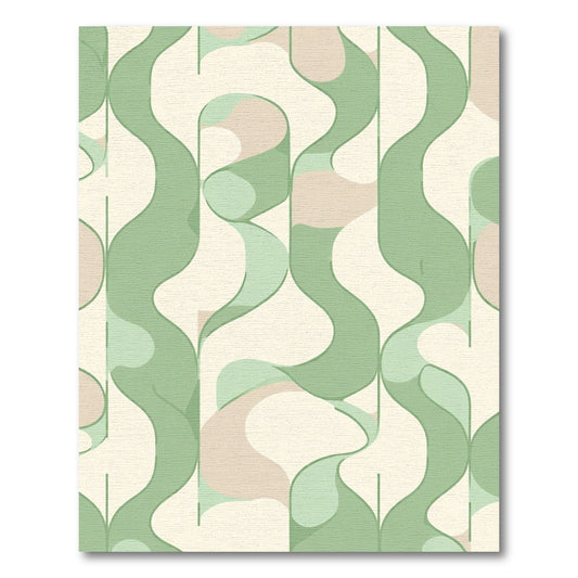 Soft Green Abstract Flowing Shapes Rug