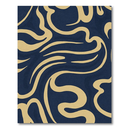Golden Swirl Abstract Navy Rug