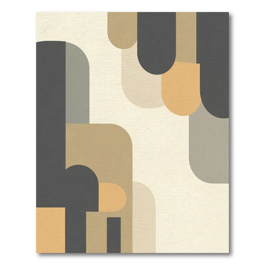 Earthy Tone Abstract Geometric Curves Rug