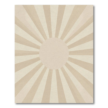 Neutral Beige Sunburst Rays Rug