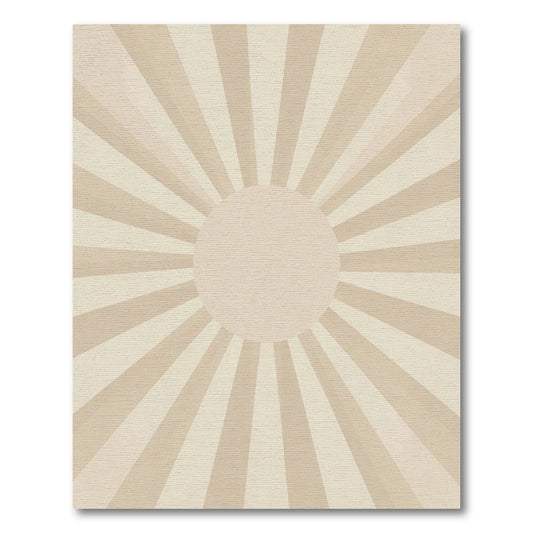 Neutral Beige Sunburst Rays Rug
